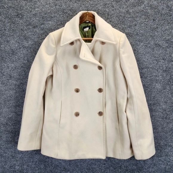 J. Crew Women's Cream Double-Breasted Pea Coat - Picture 1 of 3
